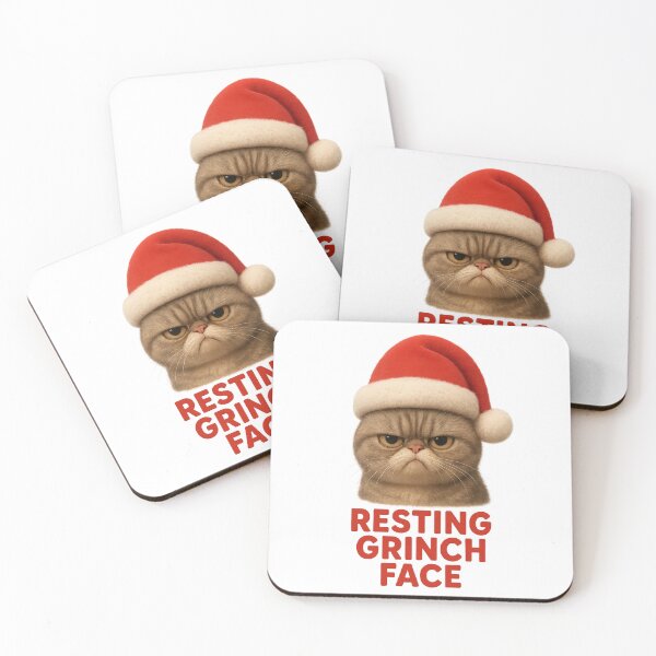Item preview, Resting Grinch Face Funny Christmas Cat | Kawaii Funny Christmas Art designed and sold by Moons Studio.