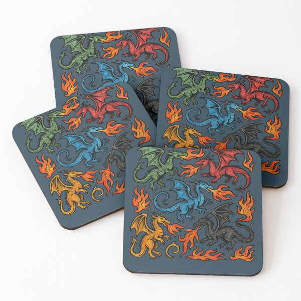 Item preview, Fire Breathing Dragons Elemental Fantasy Folk Art designed and sold by FrictionMaxxing.