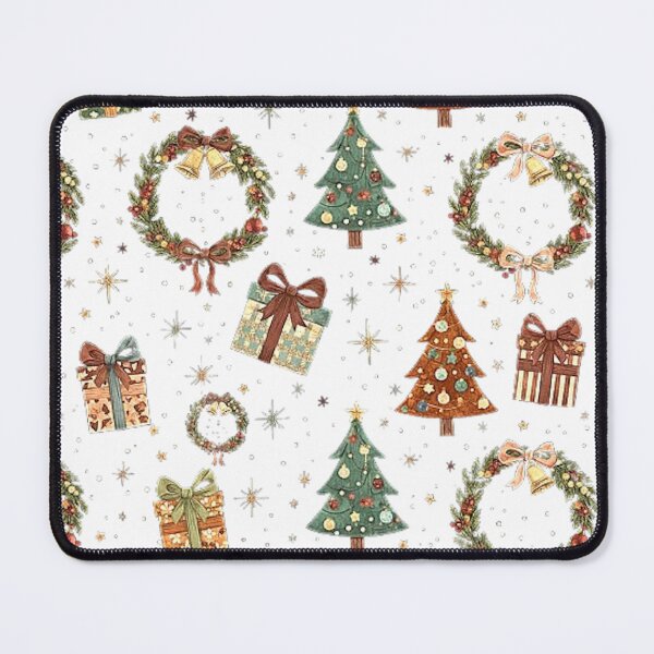 Item preview, Vintage Christmas Pattern: Festive Gifts and Wreaths designed and sold by WatercolourLily.