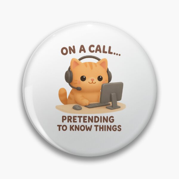 Item preview, Cute Call Centre Remote Work Cat With Headset - On A Call... Pretending To Know Things | Kawaii Funny Office Humor Art designed and sold by Moons Studio.