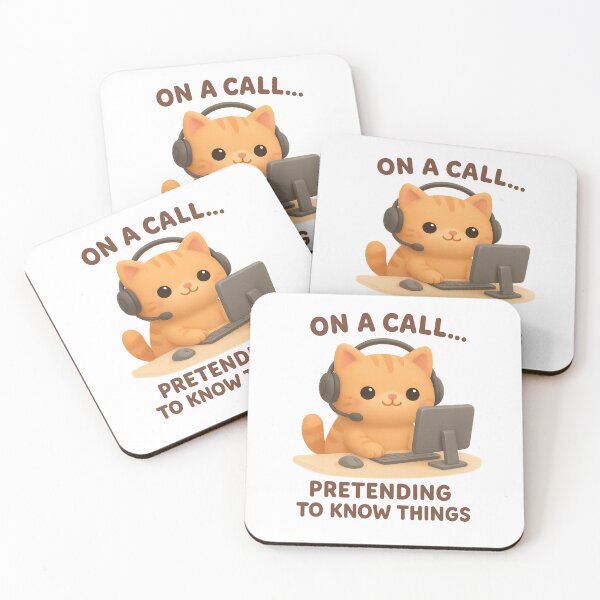 Item preview, Cute Call Centre Remote Work Cat With Headset - On A Call... Pretending To Know Things | Kawaii Funny Office Humor Art designed and sold by Moons Studio.