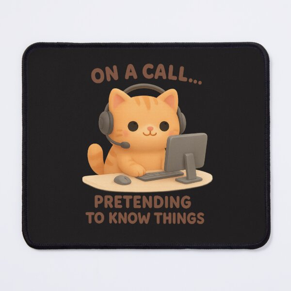Item preview, Cute Call Centre Remote Work Cat With Headset - On A Call... Pretending To Know Things | Kawaii Funny Office Humor Art designed and sold by Moons Studio.