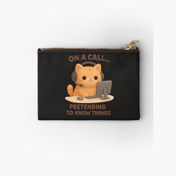 Item preview, Cute Call Centre Remote Work Cat With Headset - On A Call... Pretending To Know Things | Kawaii Funny Office Humor Art designed and sold by Moons Studio.