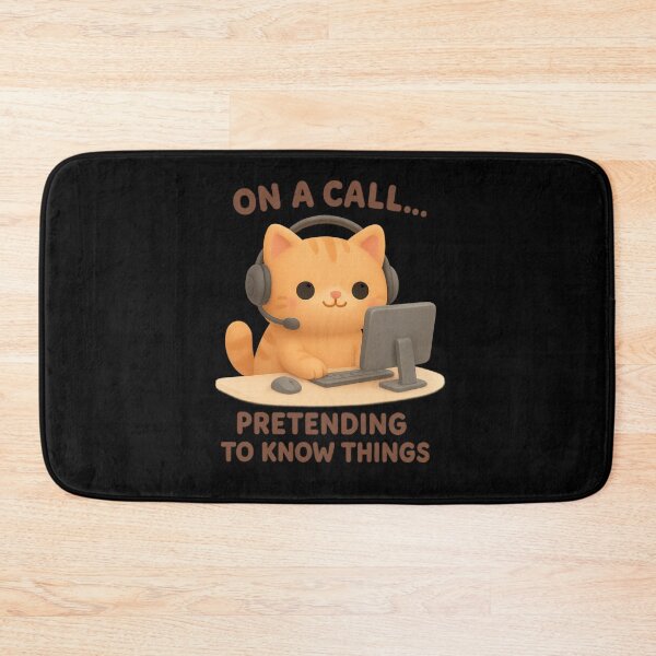 Item preview, Cute Call Centre Remote Work Cat With Headset - On A Call... Pretending To Know Things | Kawaii Funny Office Humor Art designed and sold by Moons Studio.