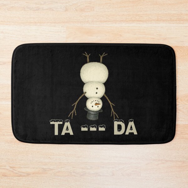Item preview, A cute snowman upside down, his arms made of raised branches and his legs of sticks, showing off his tricks " ta --- da ". designed and sold by Ach&Koor.