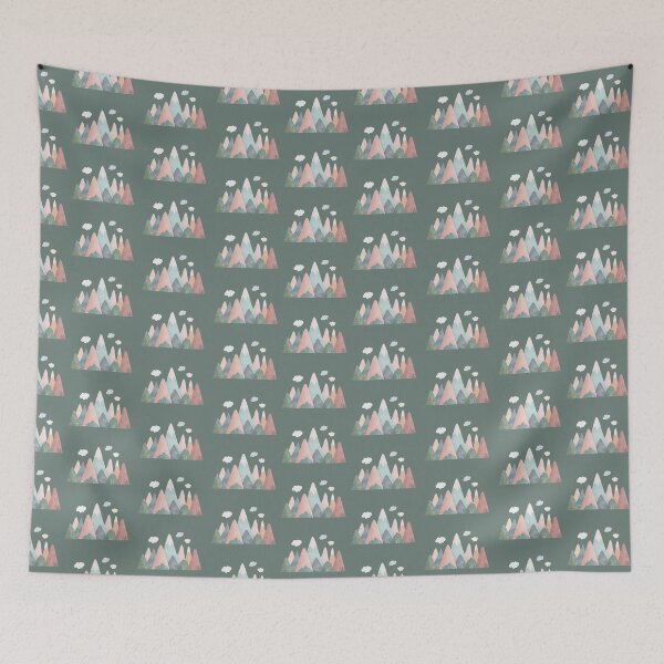 Item preview, Pastel Mountains on Dark Gray-Green designed and sold by KSimpson838.