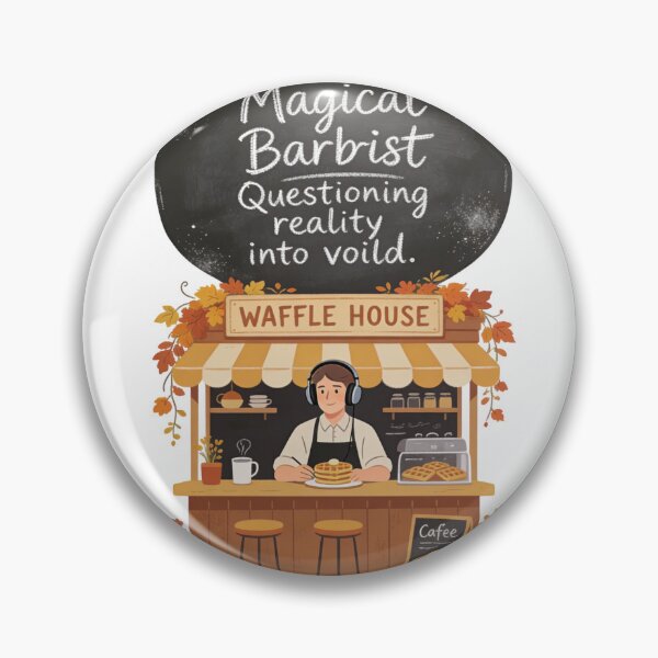 Artikelvorschau, Gemütliche Herbst-Waffelhaus-Illustration im Lo-Fi-Stil | Magischer Koch hinterfragt die Realität (Tafelkunst) entworfen und verkauft von Cherrydora.