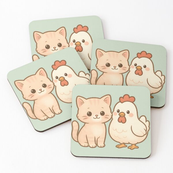 Item preview, Cute Kitten and Chicken Friends designed and sold by BloomOfDesign.