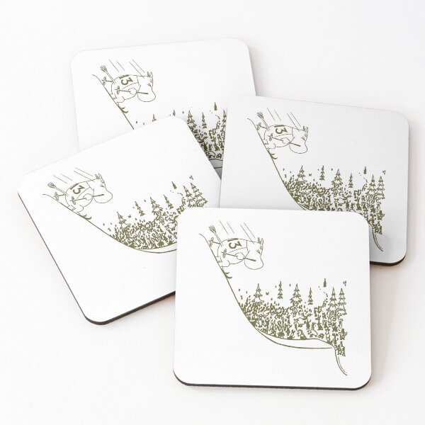 Item preview, MOOM0648 - Olive Moomintroll Skiing Down Slope Winter Sports Games designed and sold by MoominStore.