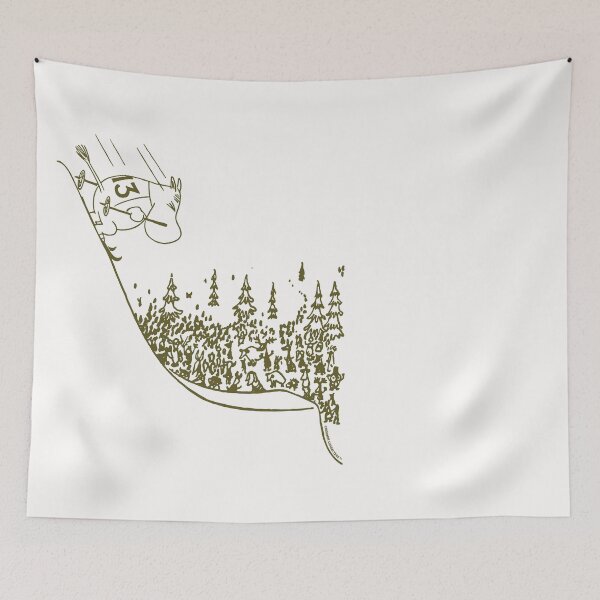 Item preview, MOOM0648 - Olive Moomintroll Skiing Down Slope Winter Sports Games designed and sold by MoominStore.