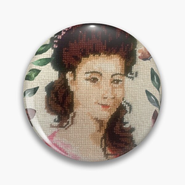 Item preview, Pink Lady Bust Vintage Duncan Girl  Oval Floral  designed and sold by Licorice Moon.
