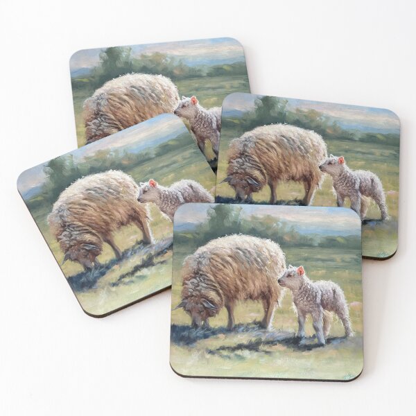 Item preview, Momma sheep and her lamb painting designed and sold by LAcStudioart.
