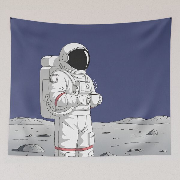 Item preview, Astronaut Collision19 Drinking Coffee on the Moon – Minimalist Space Art designed and sold by Collision19.