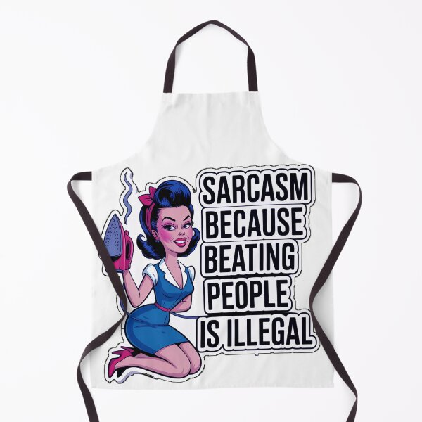 Item preview, Sarcasm Because Beating People Is Illegal - Retro Housewife Funny Vinyl Sticker designed and sold by ARTCREATESHOP.