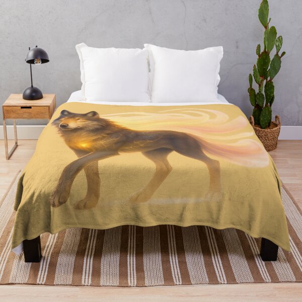 Item preview, ✦ Luminark Wolf — Dawnflare Guide ✦ - Solar Dawn Gold — #F2C879 designed and sold by WheelieGdArt.