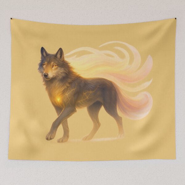Item preview, ✦ Luminark Wolf — Dawnflare Guide ✦ - Solar Dawn Gold — #F2C879 designed and sold by WheelieGdArt.