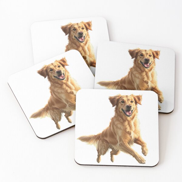 Item preview, Happy Golden Retriever Jumping in Sunlit Wildflower Field designed and sold by Articooler.