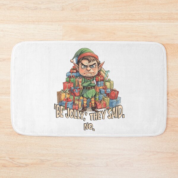 Item preview, Grumpy Christmas Elf – ‘Be Jolly,’ They Said. No. Funny Holiday Illustration designed and sold by TestudoDesign.