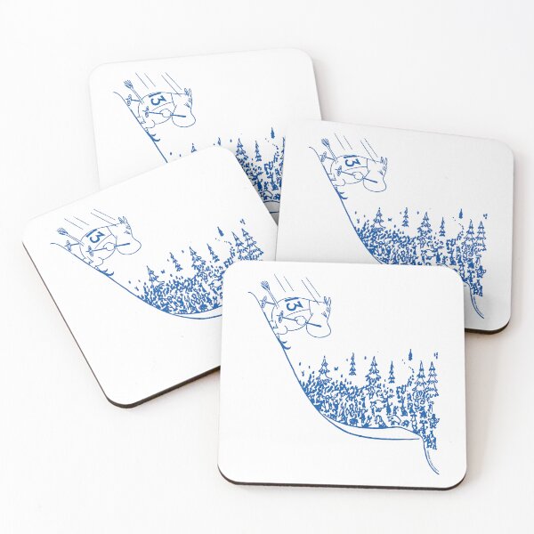 Item preview, Blue Moomintroll Skiing Down Slope Winter Sports Games designed and sold by MoominStore.