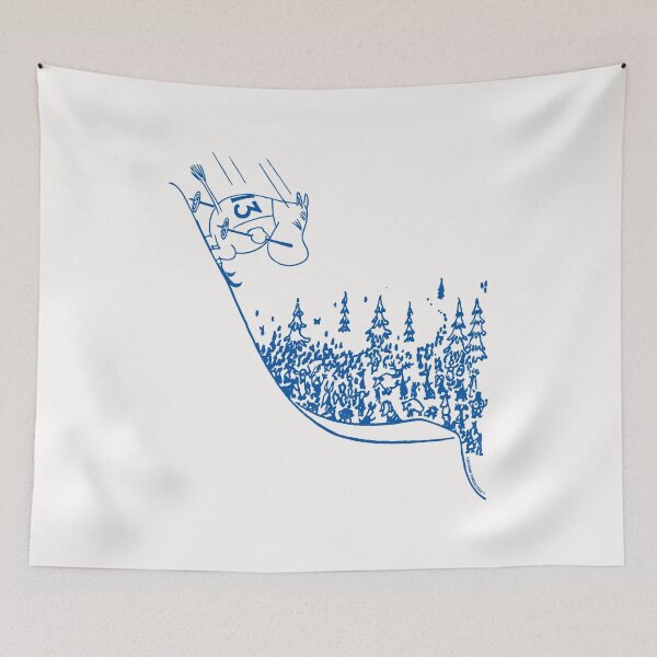 Item preview, Blue Moomintroll Skiing Down Slope Winter Sports Games designed and sold by MoominStore.