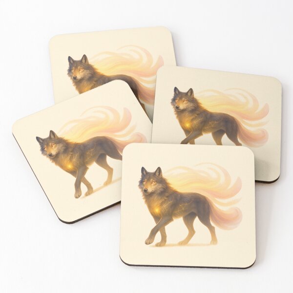 Item preview, ✦ Luminark Wolf — Dawnflare Guide ✦ - Soft Ember Cream — #FFF1D6 designed and sold by WheelieGdArt.