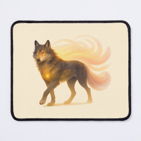 Item preview, ✦ Luminark Wolf — Dawnflare Guide ✦ - Soft Ember Cream — #FFF1D6 designed and sold by WheelieGdArt.