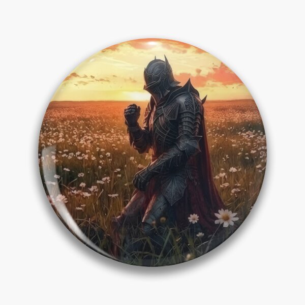 Item preview, Knight in Flower Field at Sunset – Cinematic Medieval Art designed and sold by Visualynx.
