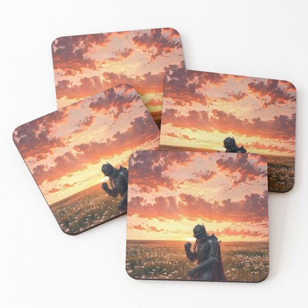 Item preview, Knight in Flower Field at Sunset – Cinematic Medieval Art designed and sold by Visualynx.