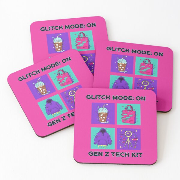Item preview, Glitch Mode Gen Z Tech Kit Design with Coffee, Hoodie, Handbag and Ring Light designed and sold by SplashTastic.