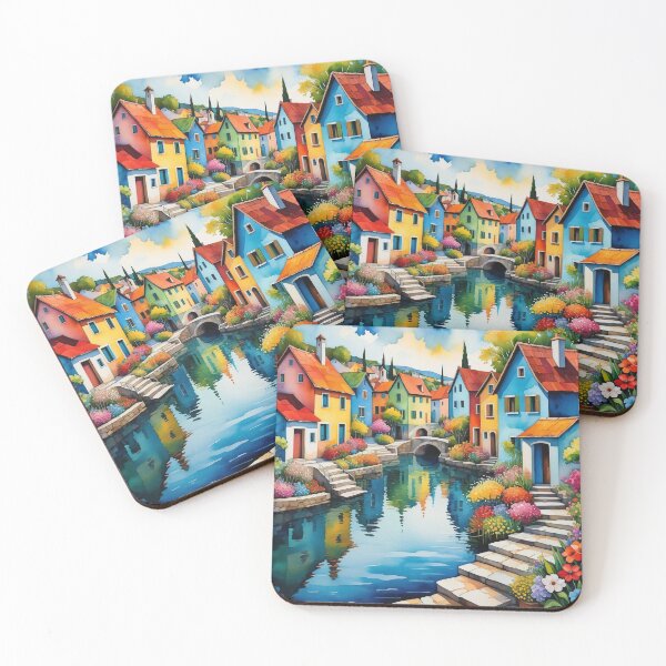 Item preview, Italian Village Watercolor designed and sold by Beyond The Canvas.