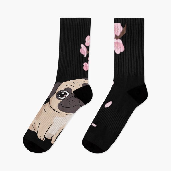 Item preview, Pug Dog Japanese Sakura Cherry Blossom Flower  designed and sold by MarryIsMonth.
