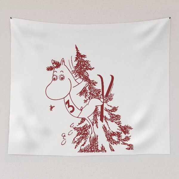 Item preview, Red Moomintroll Skiing Flies Into Tree Winter Sports Games designed and sold by MoominStore.