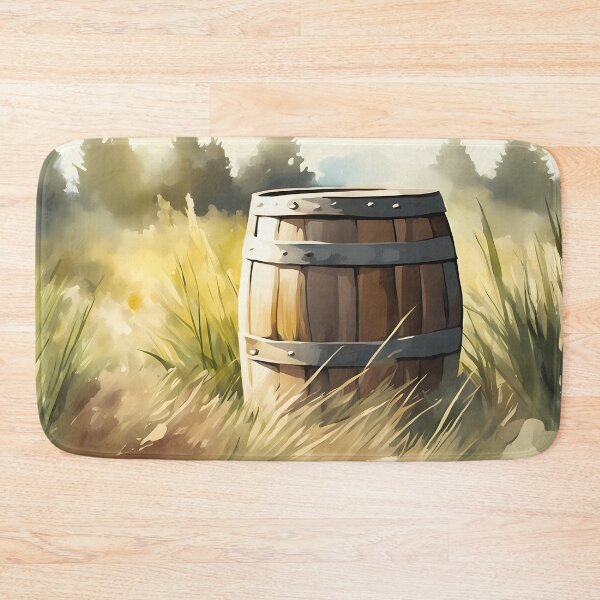 Item preview, Wooden Barrel on Meadow designed and sold by CalmnessbyChoice.