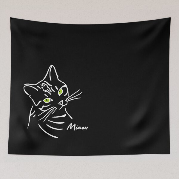 Item preview, Miaou — Minimalist Cat Line Art (French Meow) designed and sold by FrancophileFun.