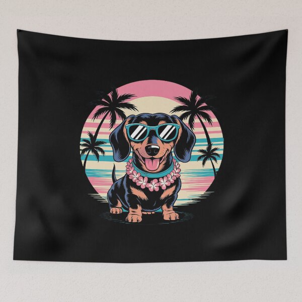 Item preview, Hawaiian Dachshund Dog Tropical Floral Summer Vibes  designed and sold by FadeOfThrone.