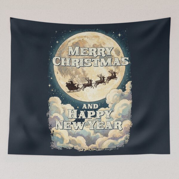 Item preview, Vintage Christmas Santa Sleigh Through the Moon designed and sold by KAI-Studio.