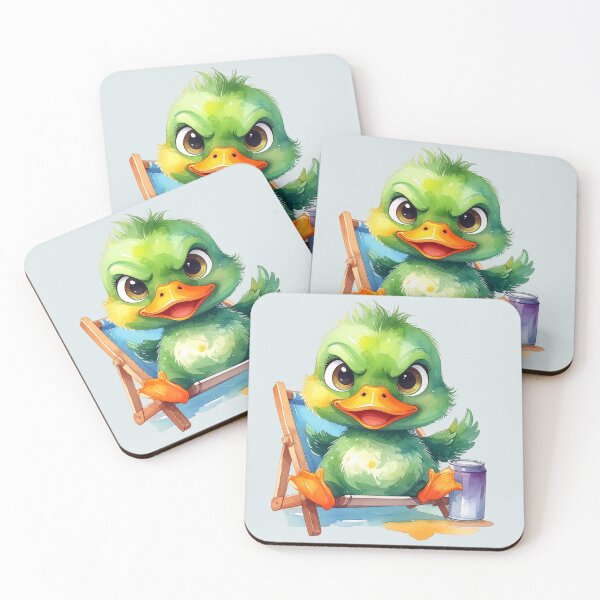Item preview, A green duckling in watercolor style is agitated, no peace. designed and sold by LiskoDesign.