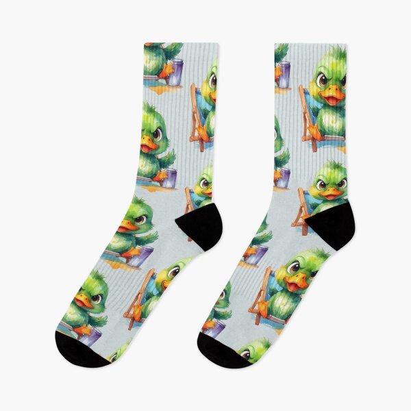 Item preview, A green duckling in watercolor style is agitated, no peace. designed and sold by LiskoDesign.