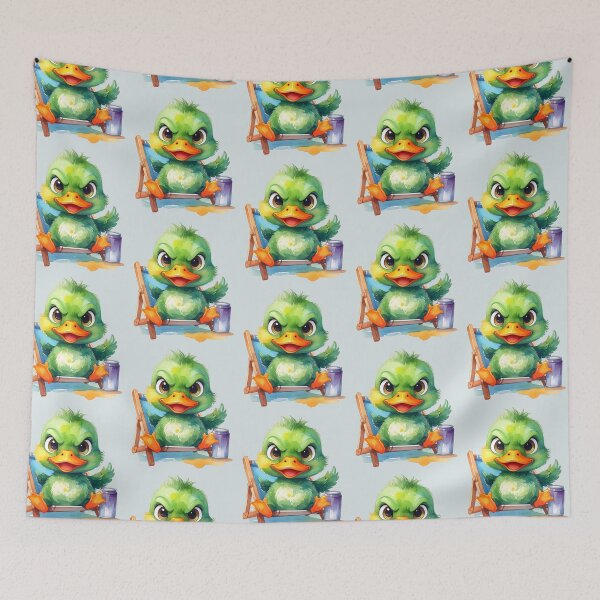 Item preview, A green duckling in watercolor style is agitated, no peace. designed and sold by LiskoDesign.