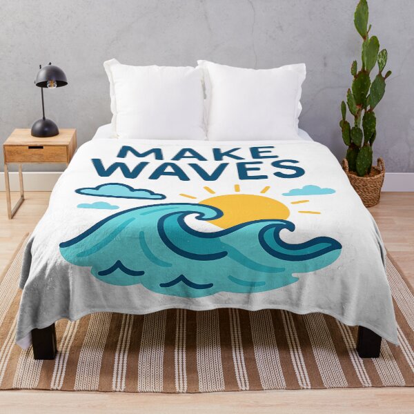 Item preview, Make Waves Ocean Quote with Sunshine and Clouds. designed and sold by The-T-In-Retro.
