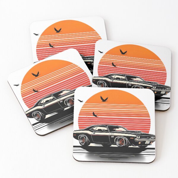 Item preview, Retro Sunset Muscle Car Vintage Illustration Art designed and sold by DrawDrip.