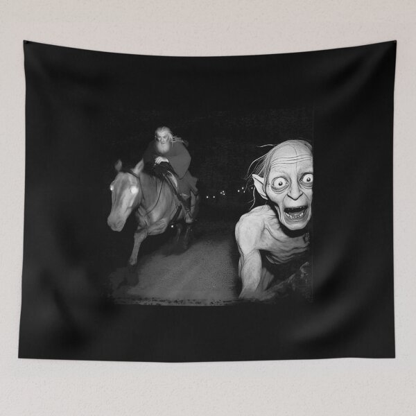 Item preview, Gandalf Chasing Gollum Funny Hobbit Meme designed and sold by DebbieEganCo.