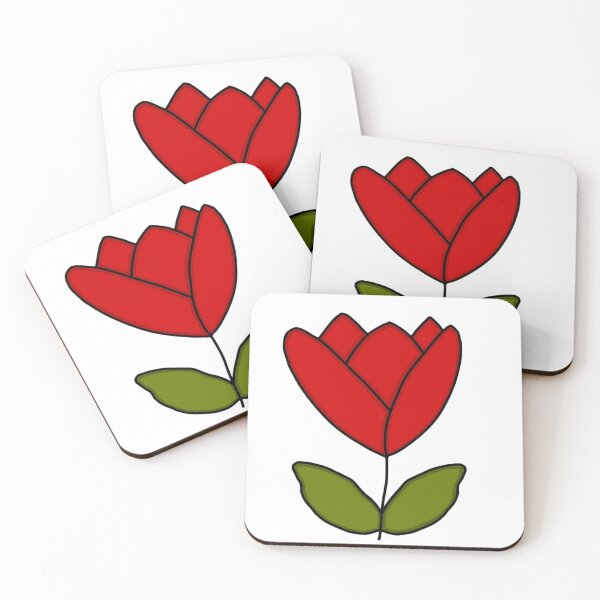Item preview, Bright Red Tulip with Green Leaves designed and sold by MageMocha.