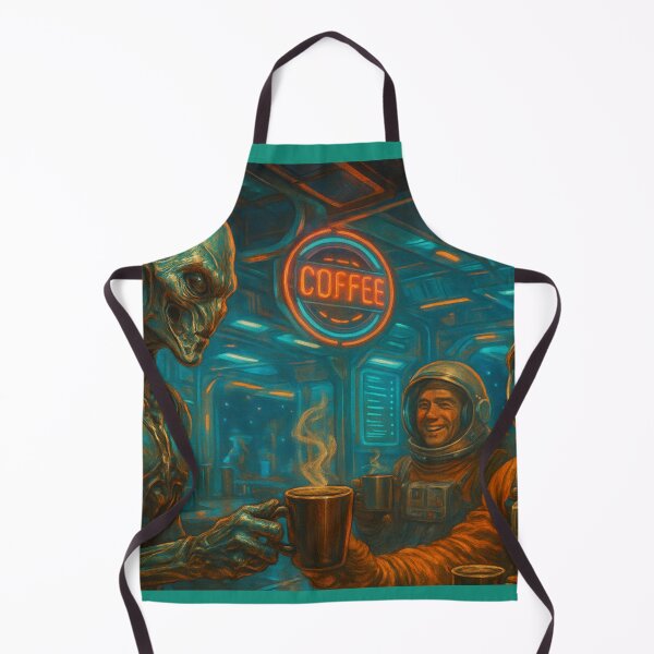 Item preview, Alien Barista Serving Hot Coffee: Happy Astronauts Smiling  designed and sold by Fantasy Masterpiece.