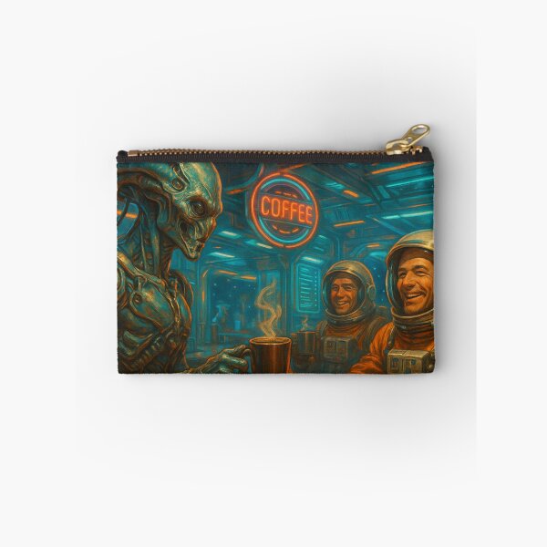 Item preview, Alien Barista Serving Hot Coffee: Happy Astronauts Smiling  designed and sold by Fantasy Masterpiece.