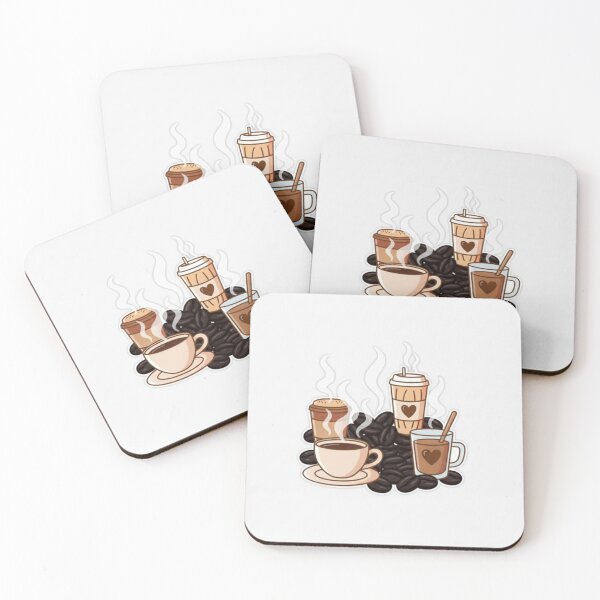 Item preview, Cozy Coffee and Beans Sticker Illustration designed and sold by GALLERYCREATOR.