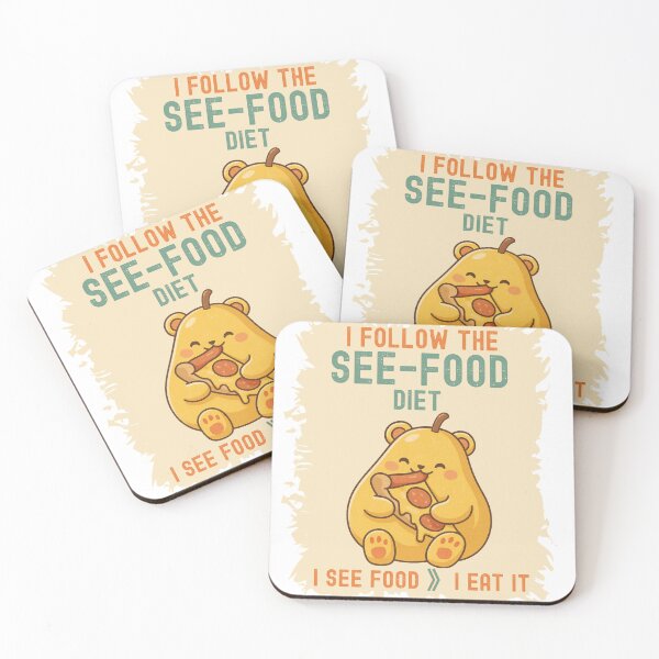 Item preview, The See-Food Diet: Cute Kawaii Pear Bear Eating Pizza | Funny Food Lover Pun designed and sold by RokaWorld.