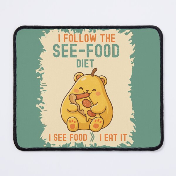 Item preview, The See-Food Diet: Cute Kawaii Pear Bear Eating Pizza | Funny Food Lover Pun designed and sold by RokaWorld.