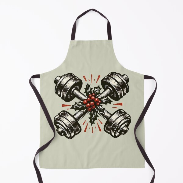 Item preview, Vintage Crossed Dumbbells with Holly - Classic Gym Christmas designed and sold by GREENZ0NE.