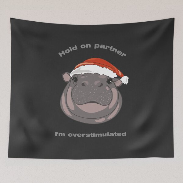 Item preview, Overstimulated Christmas Hippo Meme designed and sold by SKETCHYANDGRAPHIC.
